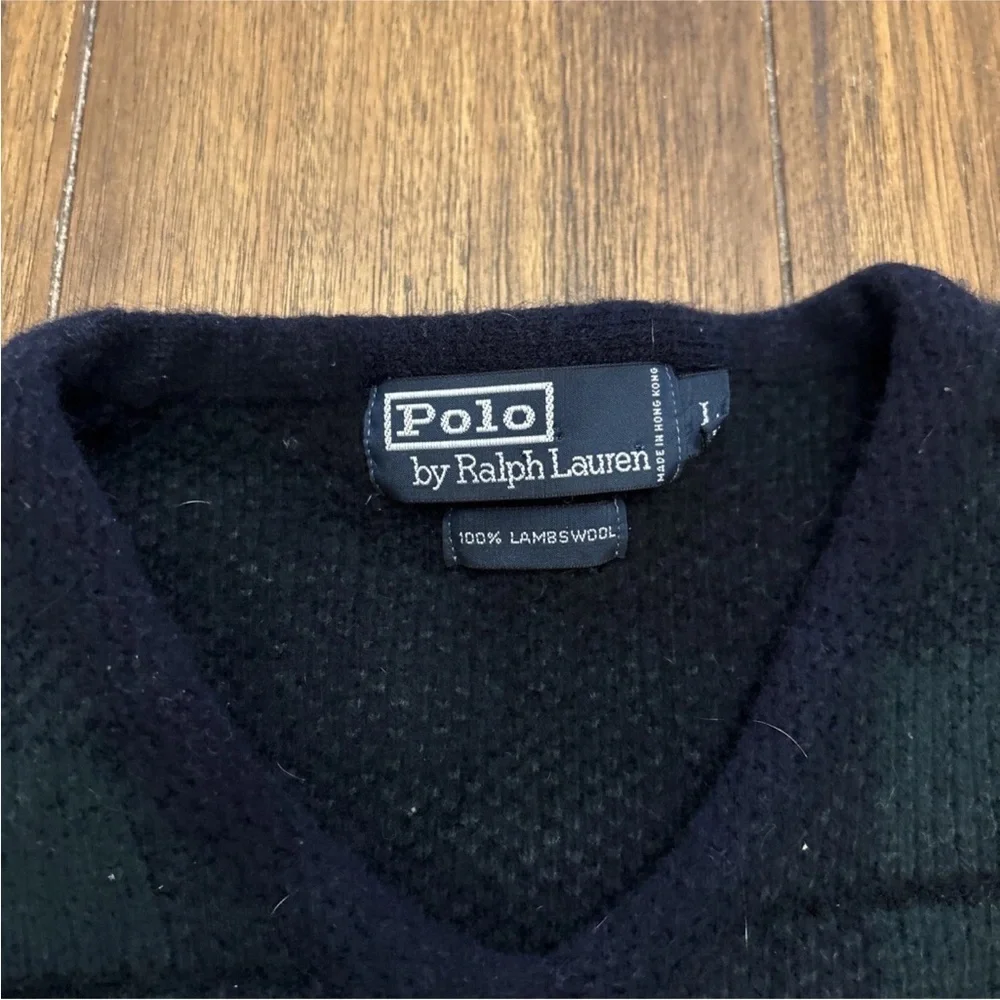 Vintage Polo Ralph Lauren Mens Sweater Large* Lambswool Plaid Preppy Golf 90s